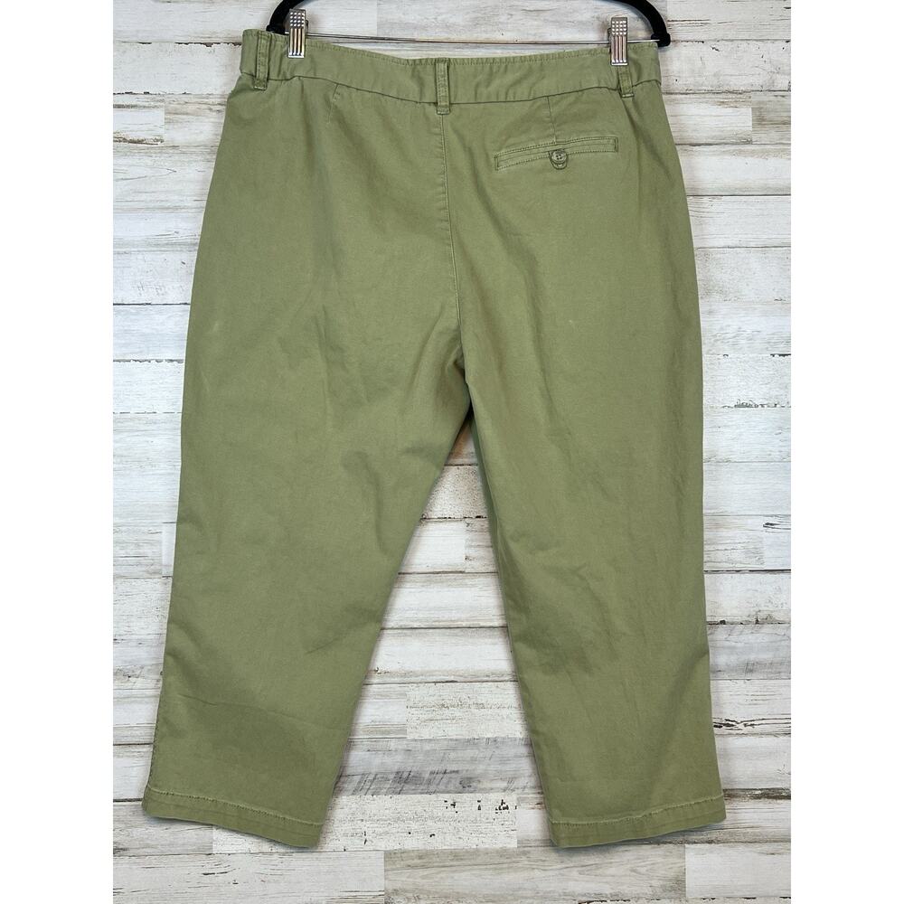 Coldwater Creek Womens Green Capri Pants Size 14P Expandable Waist - Picture 2 of 7